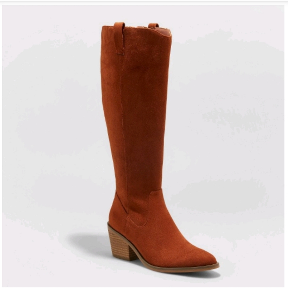 WOMEN'S BARB TALL WESTERN BOOTS-UNIVERSAL THREAD-BROWN